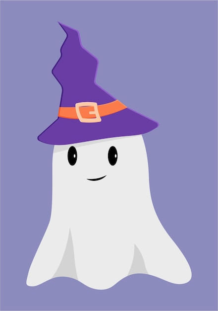 Vector un lindo fantasma con un disfraz de bruja es un elemento de halloween.