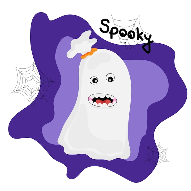 Lindo fantasma espeluznante con telarañas Vector Premium