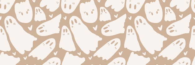 Lindo fantasma de halloween de patrones sin fisuras ilustración vectorial repita el fondo de impresión para niños y proyectos de decoración del hogar