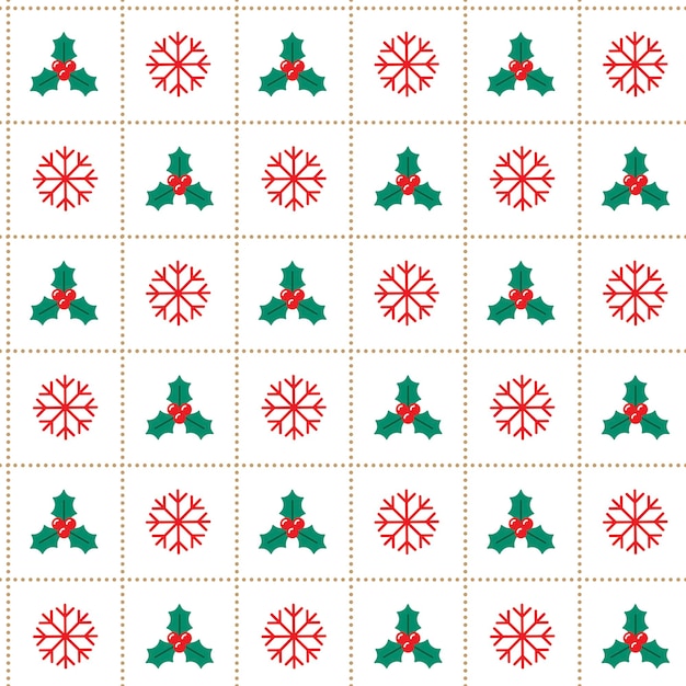 Vector lindo feliz árbol de navidad nieve copo de nieve línea de guión malla cuadrícula a cuadros tartán scott fondo