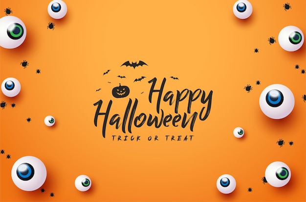 Lindo feliz halloween con decoración de ojos de monstruo