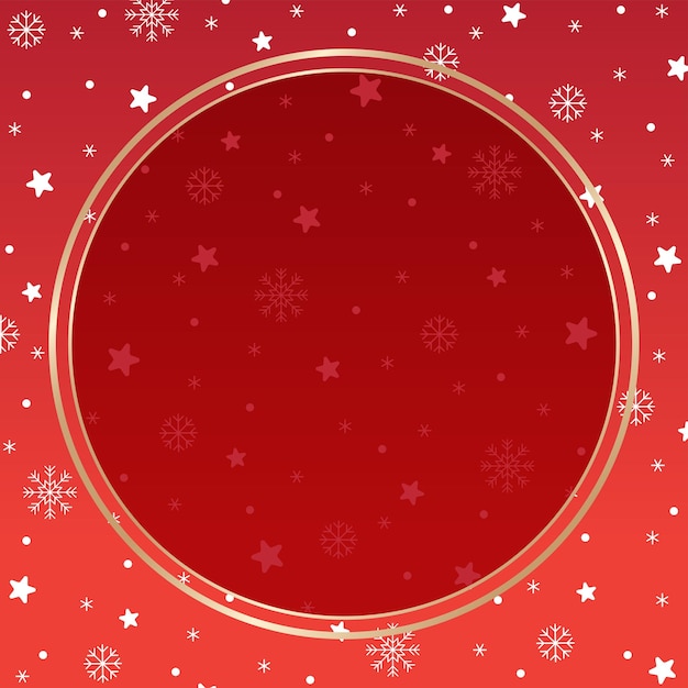 Lindo Feliz Navidad Invierno Nieve Copo de nieve Confeti Copiar espacio Círculo Plantilla roja Marco de borde