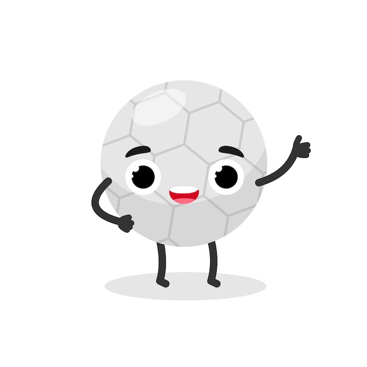 Vector lindo feliz sonriente balón de fútbol fútbol emoji mascota