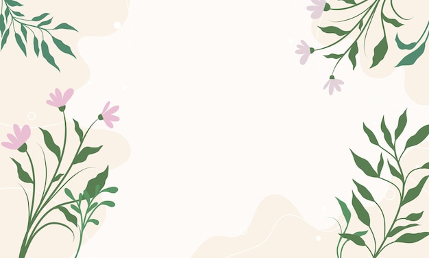 Lindo fondo abstracto azul pastel de kawaii con flores y hojas
