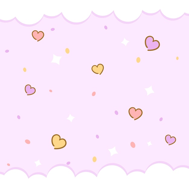 Lindo fondo con corazones y nubes Vector