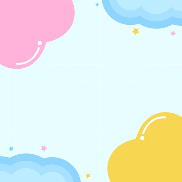 Lindo fondo con corazones y nubes Vector