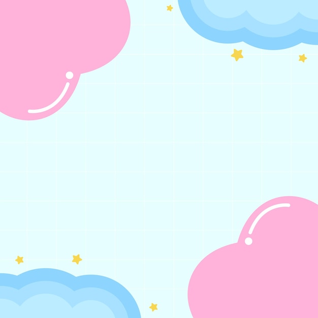 Lindo fondo con corazones y nubes Vector