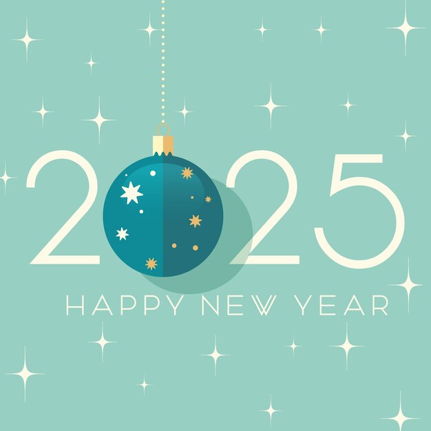 Lindo fondo minimalista de Feliz Año Nuevo con adornos colgantes