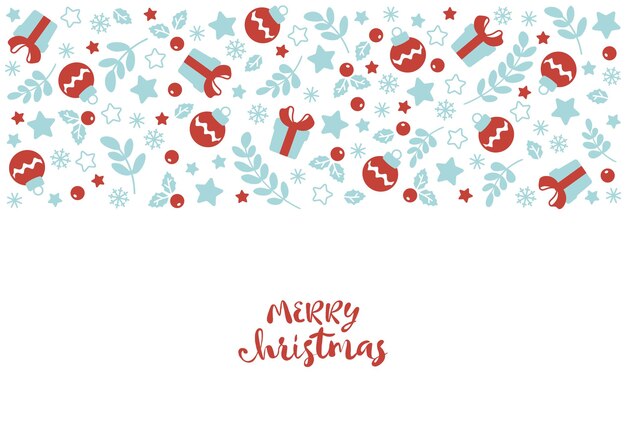Lindo fondo navideño hecho a mano con iconos tradicionales de Año Nuevo
