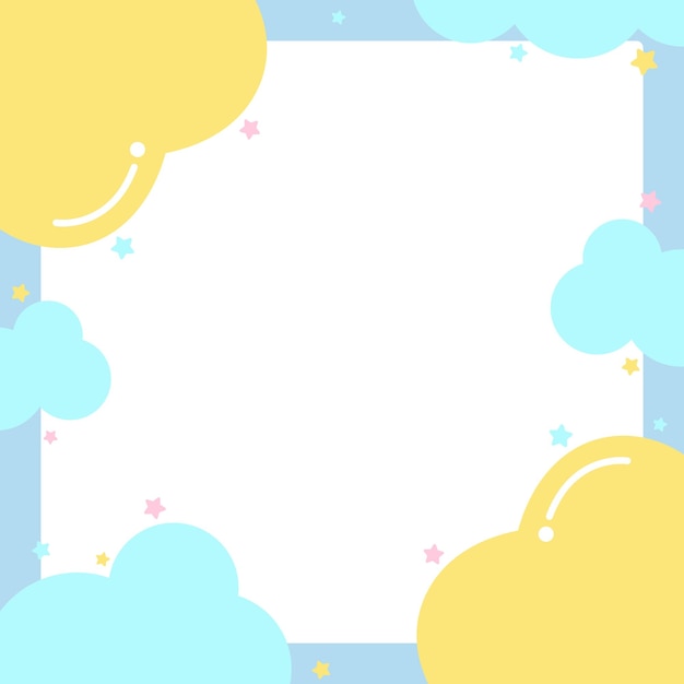 Lindo fondo con nubes y corazones Vector