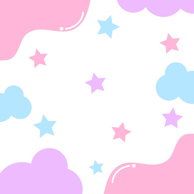 Lindo fondo con nubes y corazones Vector