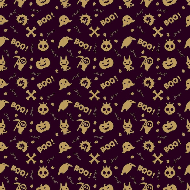 Lindo fondo de patrón de halloween con color dorado