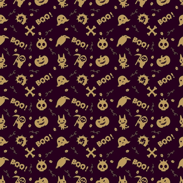 Vector lindo fondo de patrón de halloween con color dorado