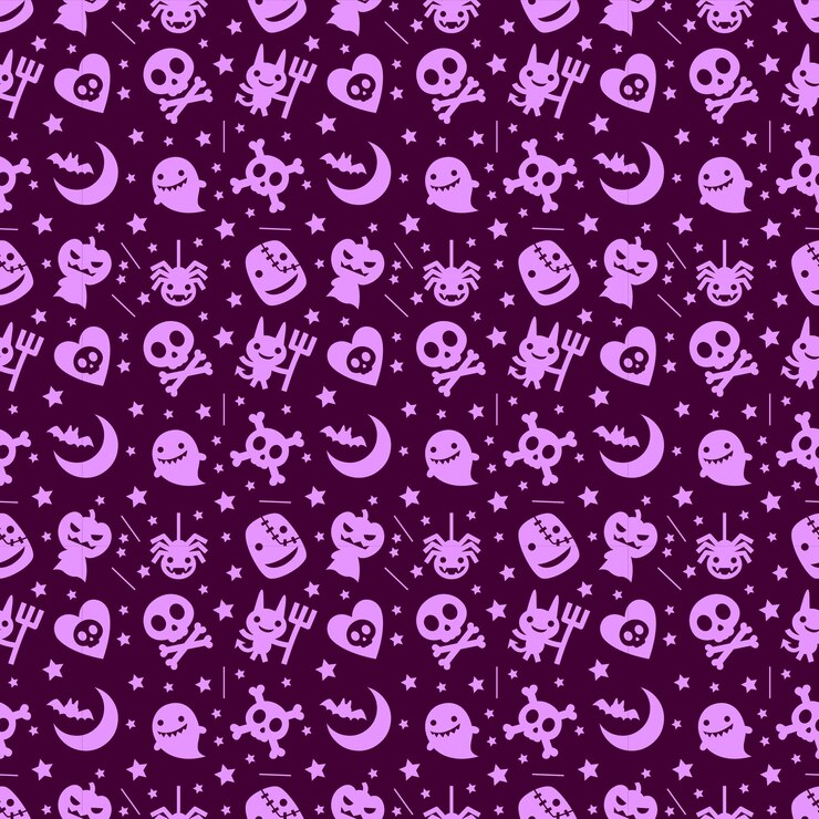 Vector lindo fondo de patrón de halloween con color púrpura