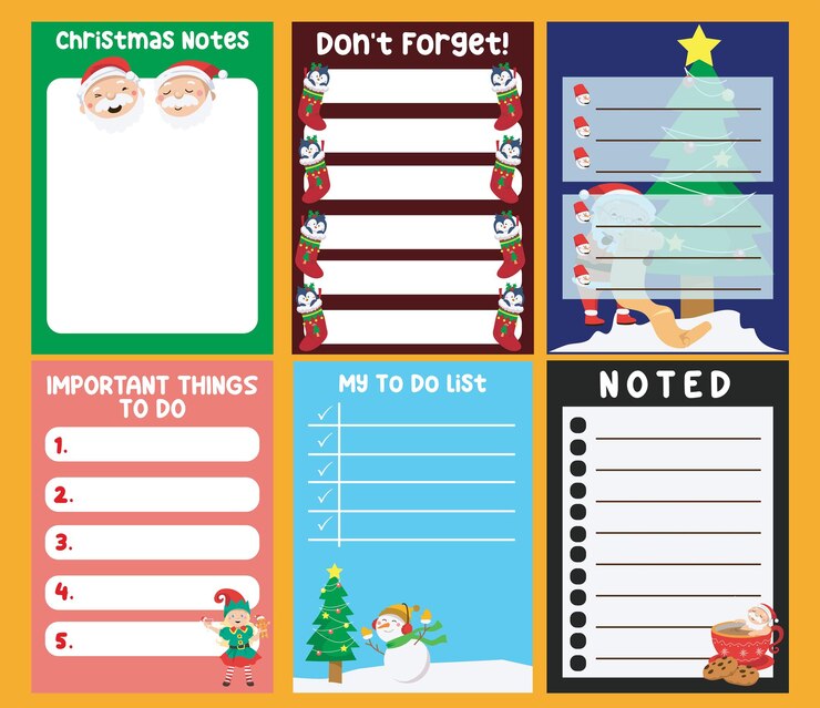 Vector lindo fondo de planificador semanal para niños con linda ilustración de navidad. plantilla vectorial para agenda