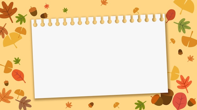 Lindo fondo de sentimiento de otoño con cuaderno de bocetos