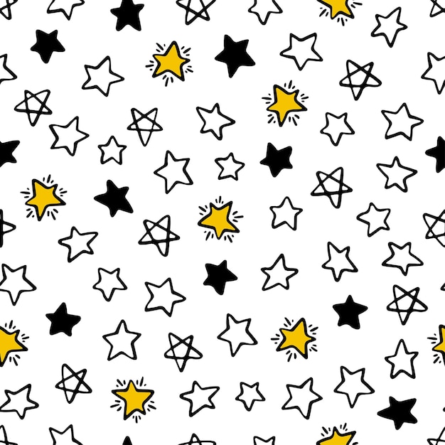 Lindo fondo transparente de diferentes estrellas dibujadas a mano