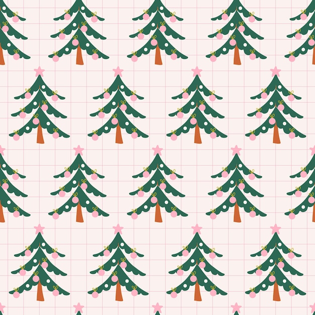 Lindo fondo de vacaciones de invierno ornamento de árbol de Navidad en telón de fondo de cuadrícula