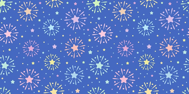 Lindo fondo vectorial de fuegos artificiales vacaciones patrón de repetición sin costuras para textiles de diseño de papel tapiz pancarta colorida