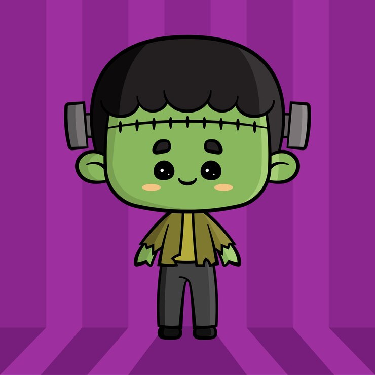Vector lindo frankestein. bonito diseño de dibujos animados vectoriales de frankenstein. vector de halloween