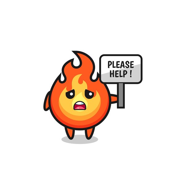 Lindo fuego sostenga el lindo diseño de banner de ayuda por favor