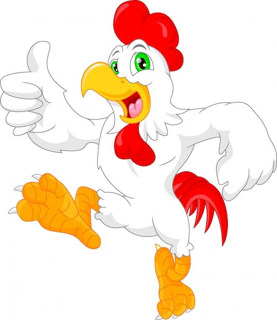 lindo gallo dibujos animados pulgar arriba