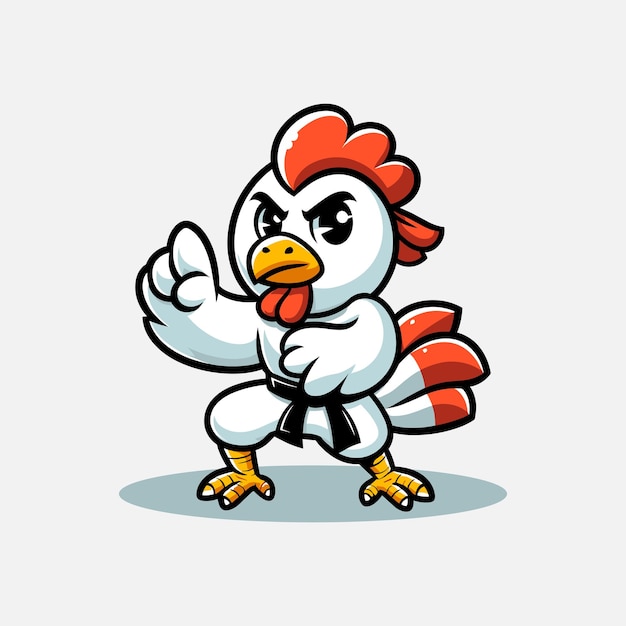 El lindo gallo vector es la mascota del maestro de kungfu.
