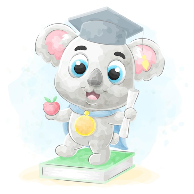 Lindo garabato un koala con ilustración acuarela