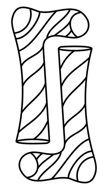 Lindo garabato un par de calcetines a rayas de la colección de pegatinas femeninas Ilustración vectorial de dibujos animados en blanco y negro