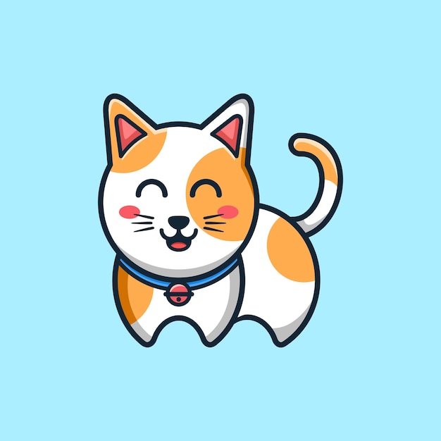Lindo gatito con cara de sonrisa con un collar azul
