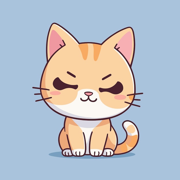 Lindo gatito de dibujos animados ilustración adorable de un gato sonriente con ojos grandes diseño vectorial dibujo de mascotas