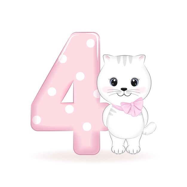 Lindo gatito, feliz cumpleaños 4 años