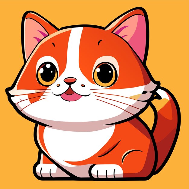 Lindo gatito gato para niños concepto de icono de etiqueta de dibujos animados dibujados a mano ilustración aislada