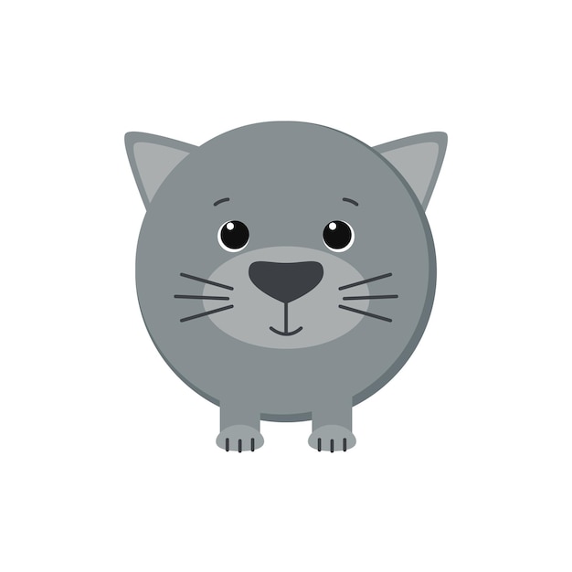 Lindo gatito gris aislado sobre fondo blanco. ilustración vectorial