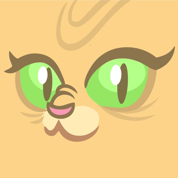 Vector lindo, gatito, con, ojos verdes, sentado, vector, gato, ilustración