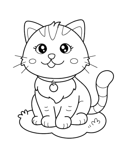 Vector lindo gatito página para colorear