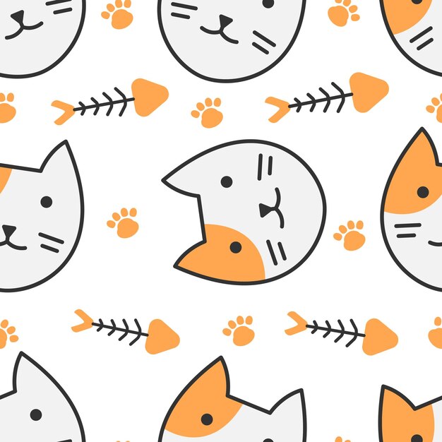 Lindo gato abstracto de patrones sin fisuras