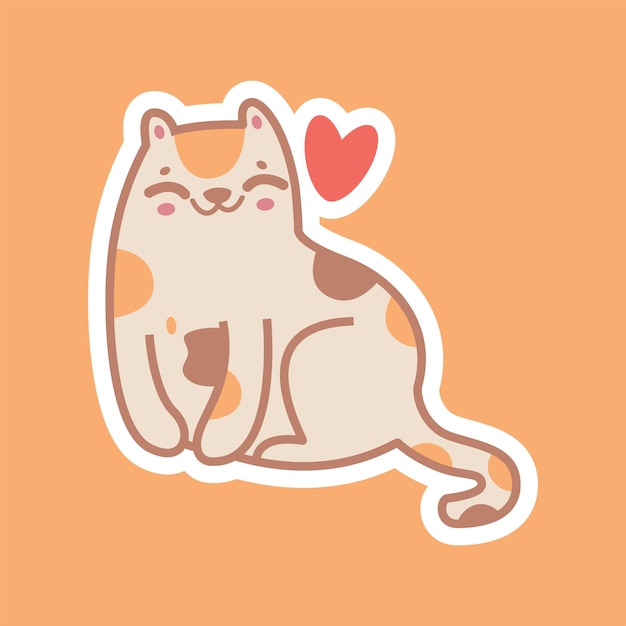 Lindo gato con amor dibujos animados vector icono ilustración logo mascota mano dibujado concepto trandy dibujos animados
