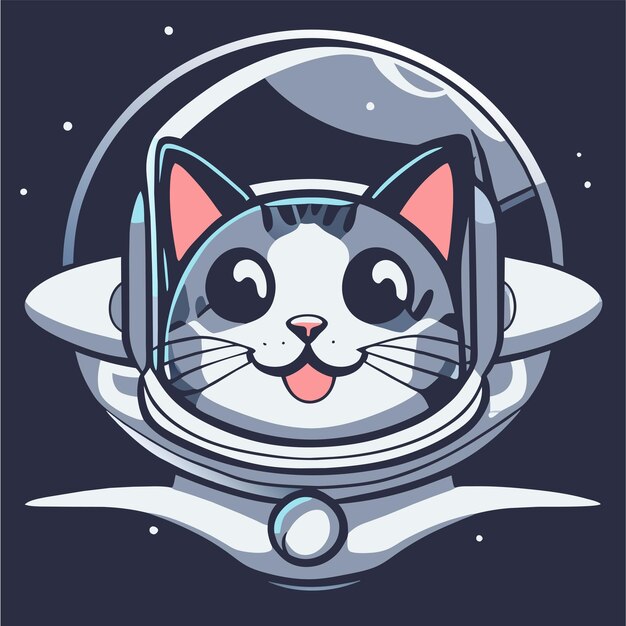 Vector lindo gato astronauta dibujado a mano plano elegante pegatina de dibujos animados icono concepto ilustración aislada