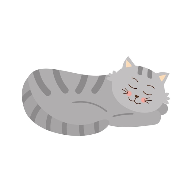 Vector lindo gato atigrado gris dormido casa mascota vector ilustración