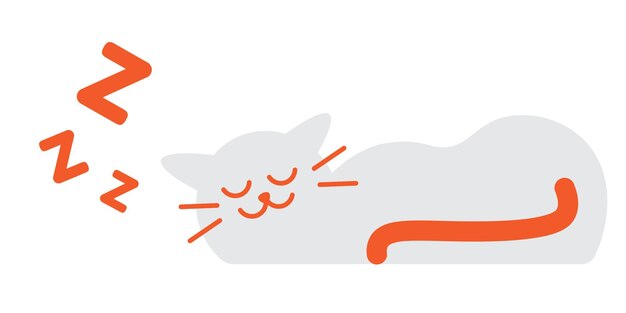 Lindo Gato Blanco Durmiendo Ilustración Vectorial