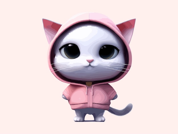 Vector un lindo gato blanco en un suéter rosa gato gracioso en ropa ilustración vectorial