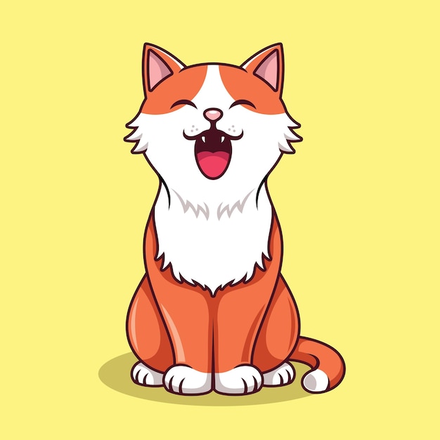 Lindo gato bostezando ilustración vectorial de dibujos animados