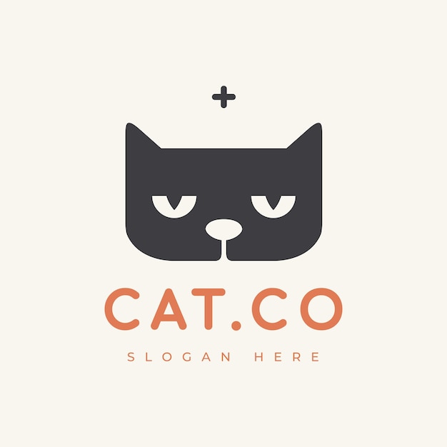 lindo gato cabeza adorable mamífero moderno logotipo diseño gráfico vectorial