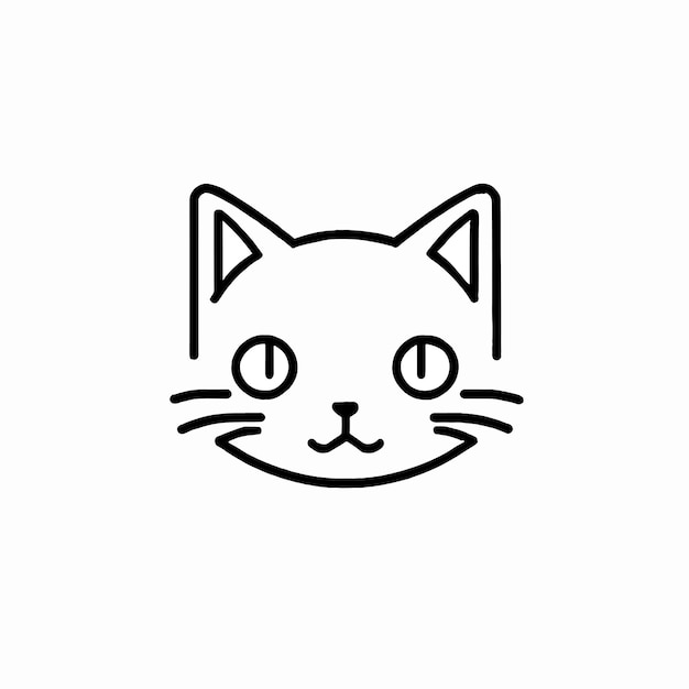 Lindo gato cara animal carácter línea icono vector ilustración