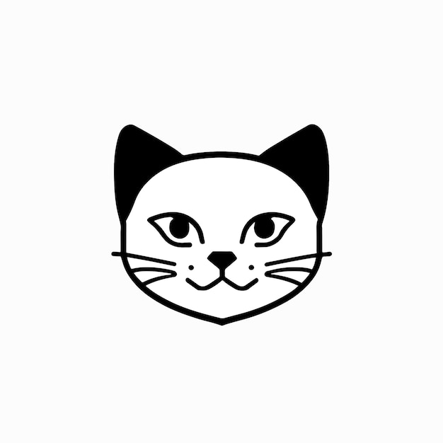 Lindo gato cara animal carácter línea icono Vector ilustración