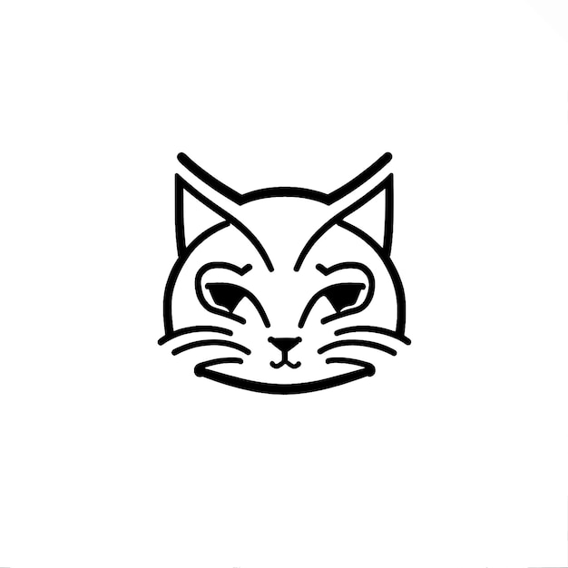 Lindo gato cara animal carácter línea icono Vector ilustración