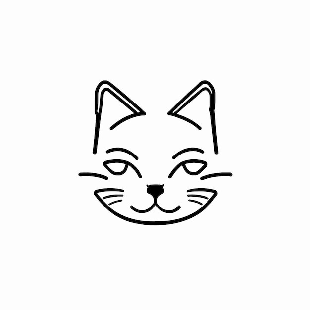 Lindo gato cara animal carácter línea icono Vector ilustración