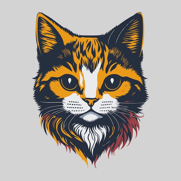 Lindo gato cara vector ilustración vintage camiseta diseño