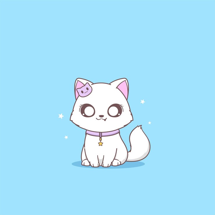 Lindo Gato Con Collar Ilustración Vectorial